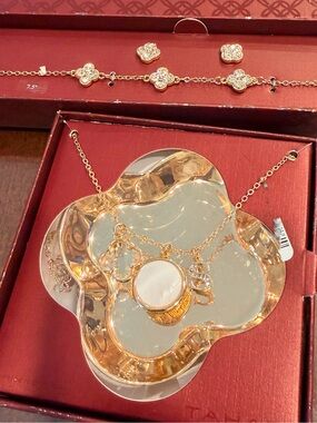 Tahari Gold-Tone necklace (letter S) and set of Bracelet & Stud Earrings